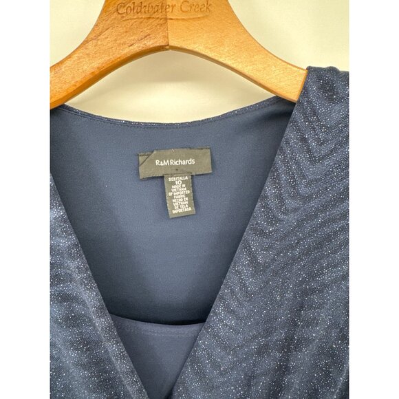 R&M Richards Womens Navy Cascade Wrap Dress Waist Sash formal size 10 new $99 - Picture 3 of 9